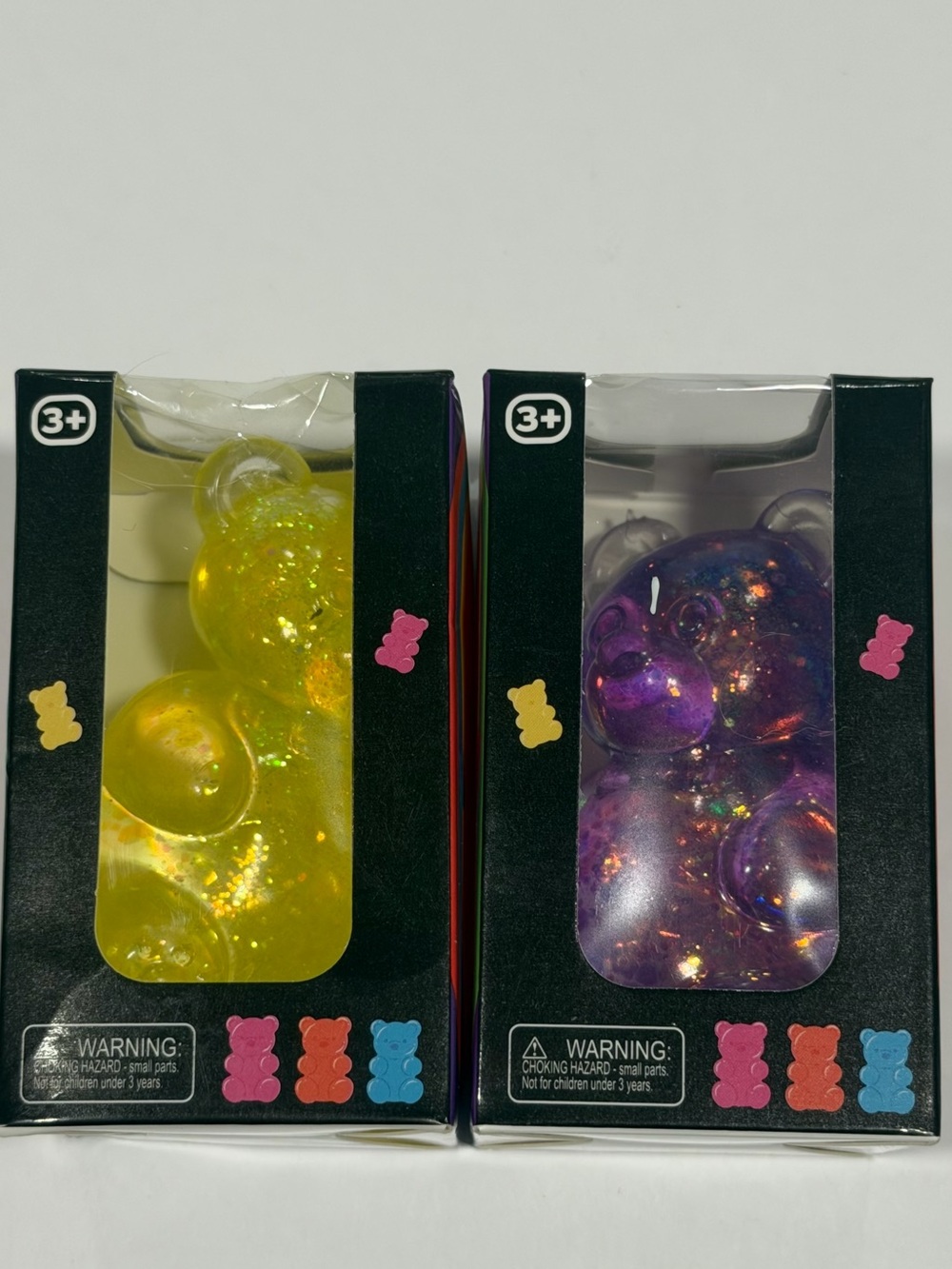 Glitter Gummy bear squishy  - Yellow & Purple